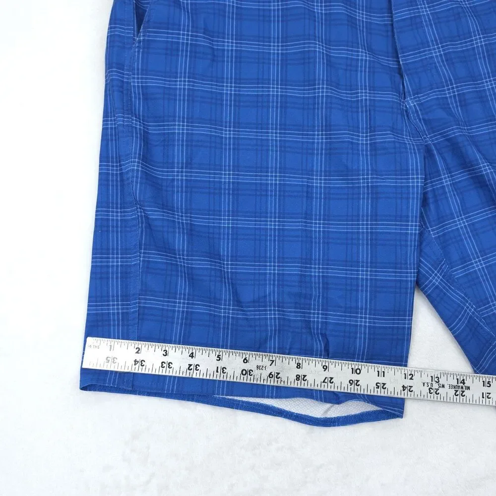 Johnnie O Swim Shorts Mens 35 (36x9) Plaid Board Shorts Blue Beach Surf